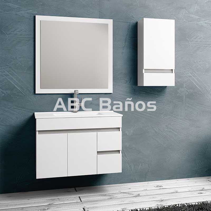 Mueble de baño con lavabo y espejo Sand blanco 80x45 cm